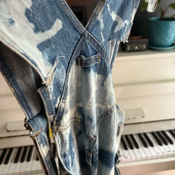 Upcycled Asymmetrical Tie-Dye Dress Denim Patchwork One Size Zebra - Picture 14 of 15